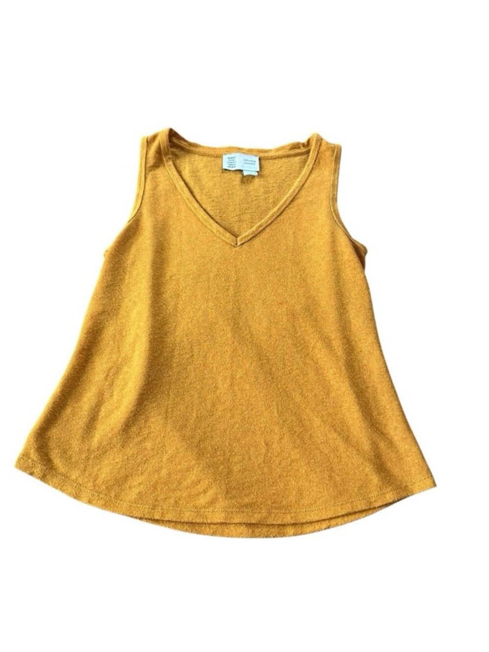 Saturday Sunday Anthropologie V Neck Slub Knit Tank Small Yellow Y2K Casual